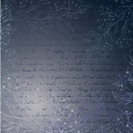 Blue grungy background with letter and handdrawn flowers