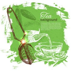 Tea vintage background Hand drawn sketch illustration Menu des N20
