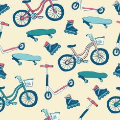 Vector seamless pattern Wheeled sports equipment
