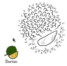 Numbers vector game fruits and vegetables (durian)