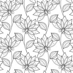 Vector Seamless Monochrome Floral Pattern N67