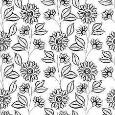 Vector Seamless Monochrome Floral Pattern N68