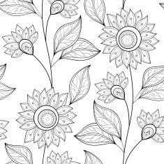 Vector Seamless Monochrome Floral Pattern N69