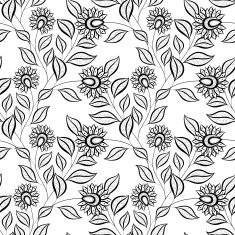 Vector Seamless Monochrome Floral Pattern N71