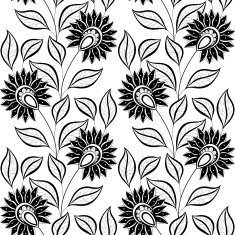Vector Seamless Monochrome Floral Pattern N72