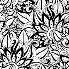 Vector Seamless Monochrome Floral Pattern N75