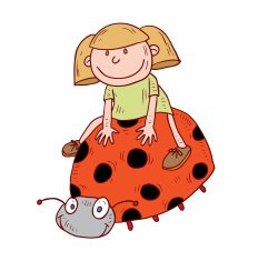 girl ride lady bug vector illustration