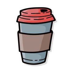 take away coffee color doodle