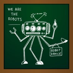 Vector chalk draw robot