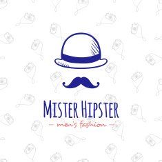 Vector doodle man head stylized logo Hand drawn hipster logotype