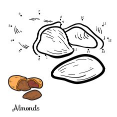 Numbers game fruits and vegetables (almonds)