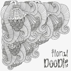 Floral doodle Black and white pattern in vector N2