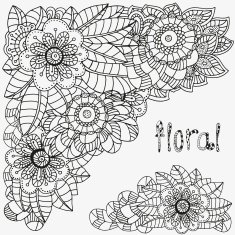 Floral doodle Black and white pattern in vector N3