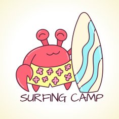 crab with surfboard