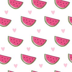 pattern with cute cartoon watermelon