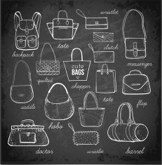 Sketches of bags Vector fashion illustratio