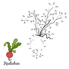 Numbers game fruits and vegetables (radish)