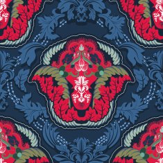 Blue and red indian seamless pattern N2