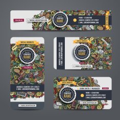 templates set with doodles social internet theme