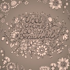 Greeting card "you are so beautiful' Hand drawn vector illustra N2