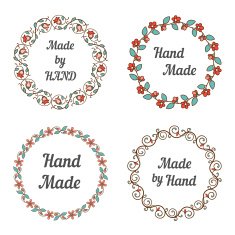 Handmade labels with wreaths