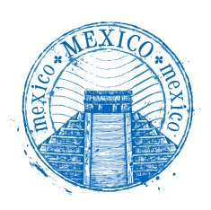Mexico vector logo design template Shabby stamp or pyramid icon