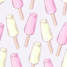 Seamless pattern with doodle fruity ice cream and drops Colorful