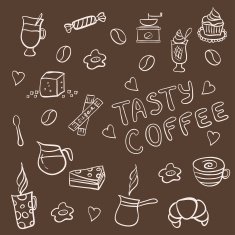 Vector set of tasty coffee hand drawn doodles N3