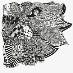 Floral doodle Black and white pattern in vector N4