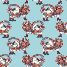 seamless pattern fabric with unusual tribal animal N2