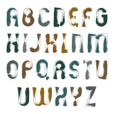 Vector unusual grungy font handwritten watercolor letters