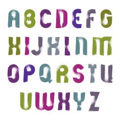 Vector calligraphic font shiny handwritten watercolor capital