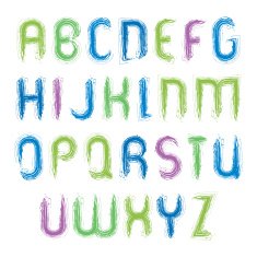 Vector vivid alphabet capital letters set hand-drawn colorful