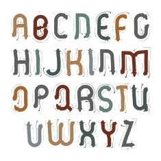 Vector hand-painted unusual colorful capital letters isolated