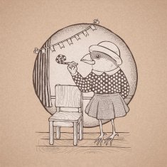 hand drawn retro style lady bird