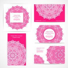 Set of banners with floral Indian ornaments can be used N4