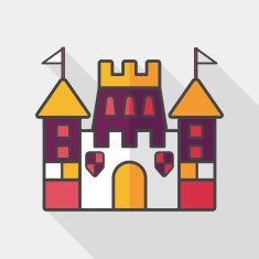 Castle flat icon with long shadow eps10 N5