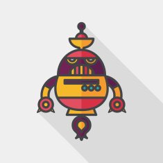 robot concept flat icon with long shadow eps10 N126