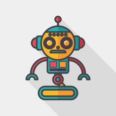 robot concept flat icon with long shadow eps10 N129