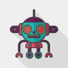 robot concept flat icon with long shadow eps10 N131