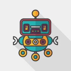 robot concept flat icon with long shadow eps10 N133