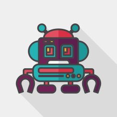 robot concept flat icon with long shadow eps10 N135