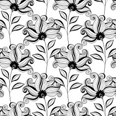Vector Seamless Monochrome Floral Pattern N79