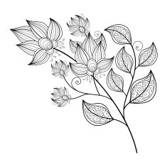 Vector Beautiful Monochrome Contour Flower N8