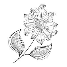 Vector Beautiful Monochrome Contour Flower N9