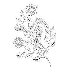 Vector Beautiful Monochrome Contour Flower N11