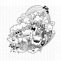 Hand drawn Monsters and cute alien N18