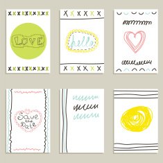 Collection of hand drawn creative journaling cards Patterns for