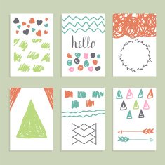 Collection of hand drawn creative journaling cards Modern hipst