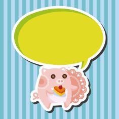 animal pig having afternoon tea theme elements N3